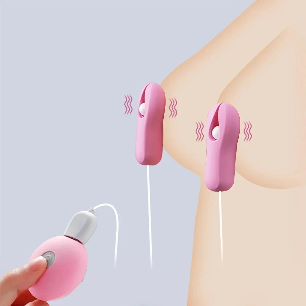 Enhancer nipple stimulator pink vibrating breast massage clamp for women
