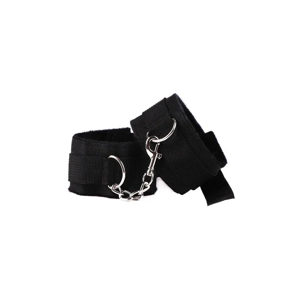 Soft plush fur BDSM handcuffs and ankle cuffs restraint set for adult game BDSM play
