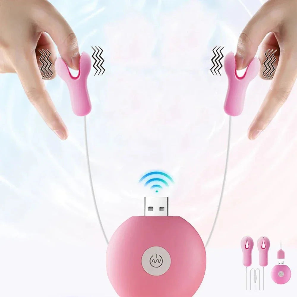 Pink Enhancer Nipple Stimulator with USB charger for targeted breast massage and vibration stimulation