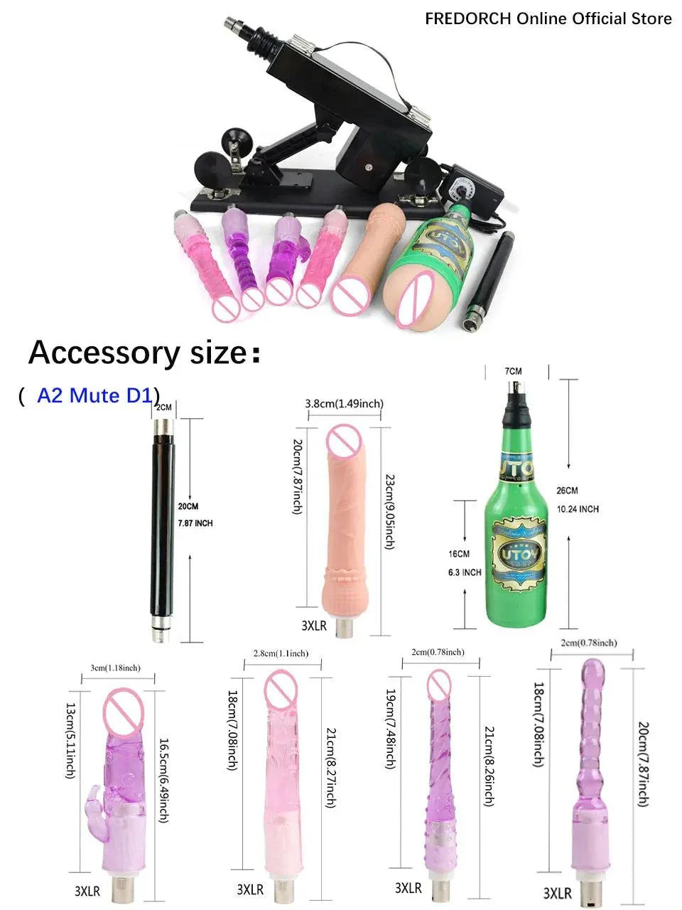Automatic sex machine with adjustable thrust, multiple attachments, remote and app control