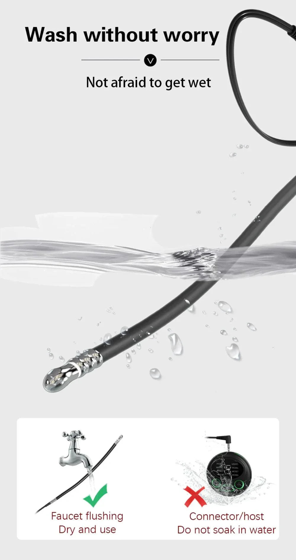Electric Shock Stimulator anal plug and urethral sounding set being washed under water, medical-grade E-Stim exerciser for men.