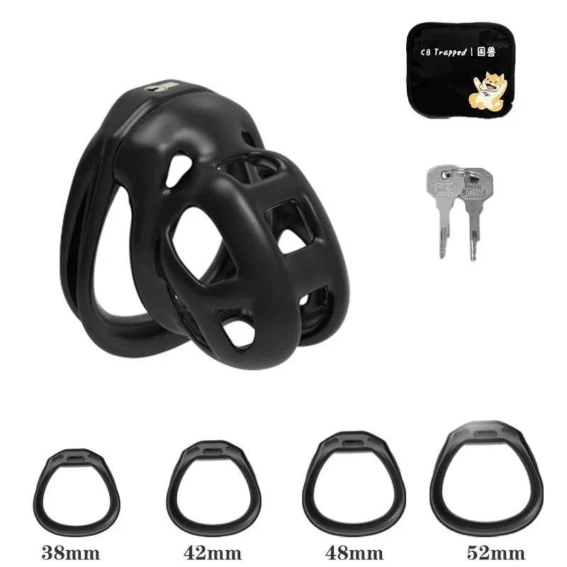 Mini dispositivo de castidad masculino: jaula ventilada con anillo y cerradura