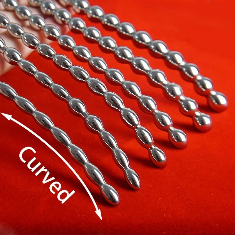 Tapón uretral curvo para pene – Dilatador uretral de acero inoxidable