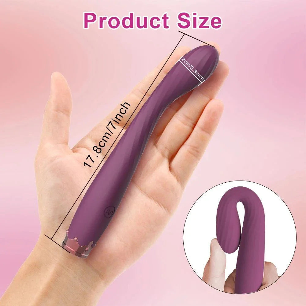 8 Seconds to Orgasm G-Spot Vibrator in hand showing 17.8cm length and finger-shaped design for G-spot and clitoral stimulation