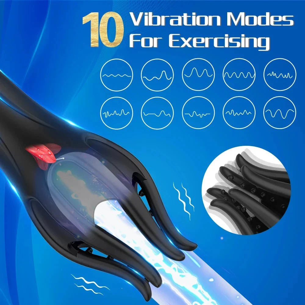 Glans Trainer Vibrator with soft fingertip massager and 10 vibration modes for penis and G-spot stimulation