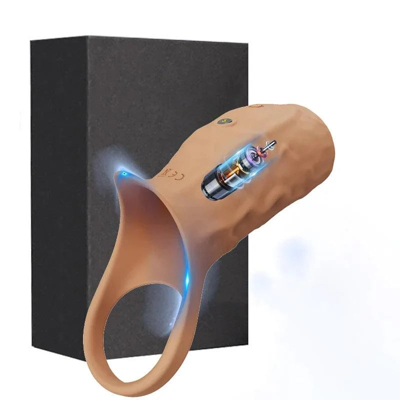 Vibrator penis sleeve and cock ring ejaculation extender with integrated vibrator and testicle stimulation for couples