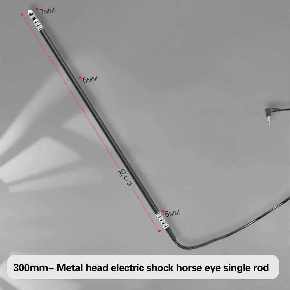 Electric shock stimulator metal rod with horse eye design and wire attachment for men’s E-Stim pleasure