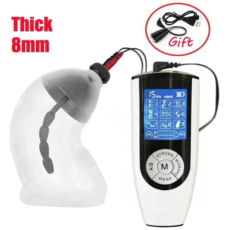 Electric shock penis plug with urethral dilator and digital electro stimulator control device