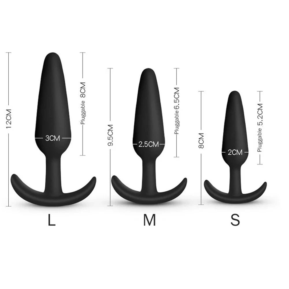 3-Piece Silicone Anal Plug Set – Soft & Flexible Butt Plugs