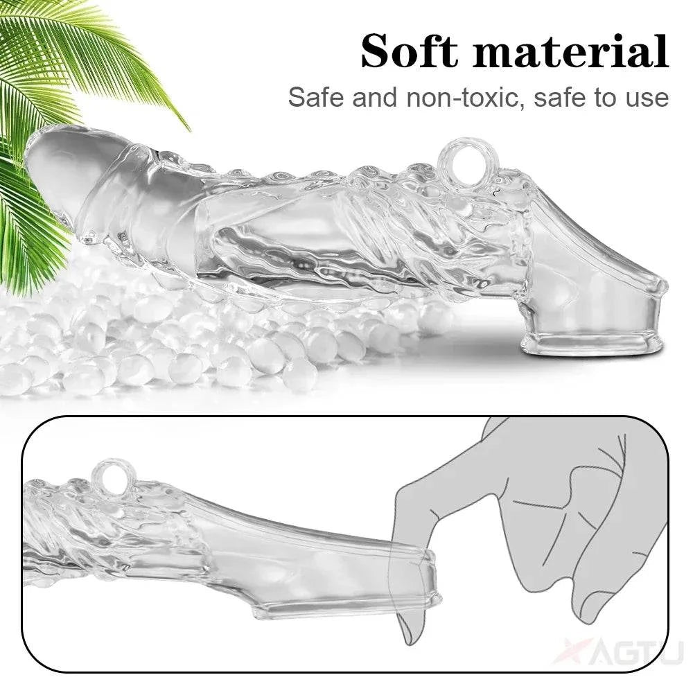 Reusable Penis Enlargement Vibrator Sleeve — Stretchable Extender & Delay Ring for Men