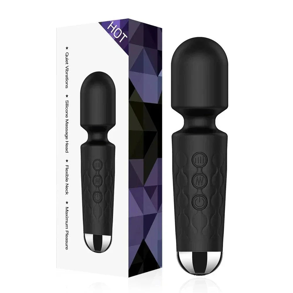 20-Speed Powerful AV Vibrator with silicone head and multiple vibration modes for G-spot, clitoral, and nipple stimulation