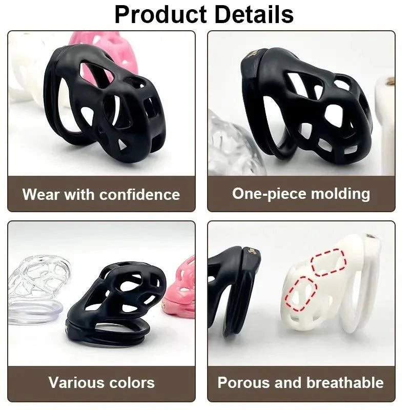 Mini dispositivo de castidad masculino: jaula ventilada con anillo y cerradura