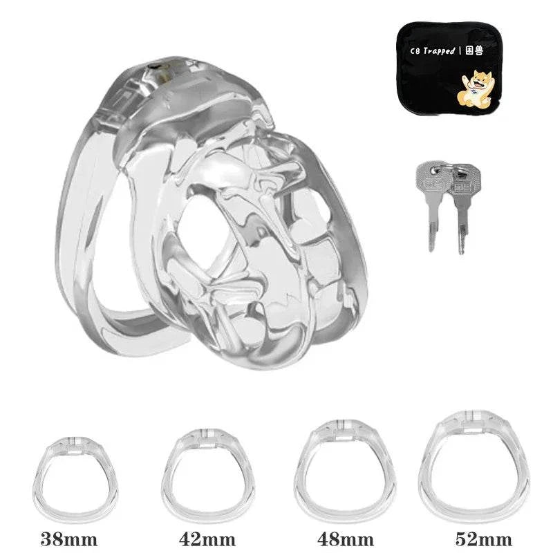 Mini dispositivo de castidad masculino: jaula ventilada con anillo y cerradura