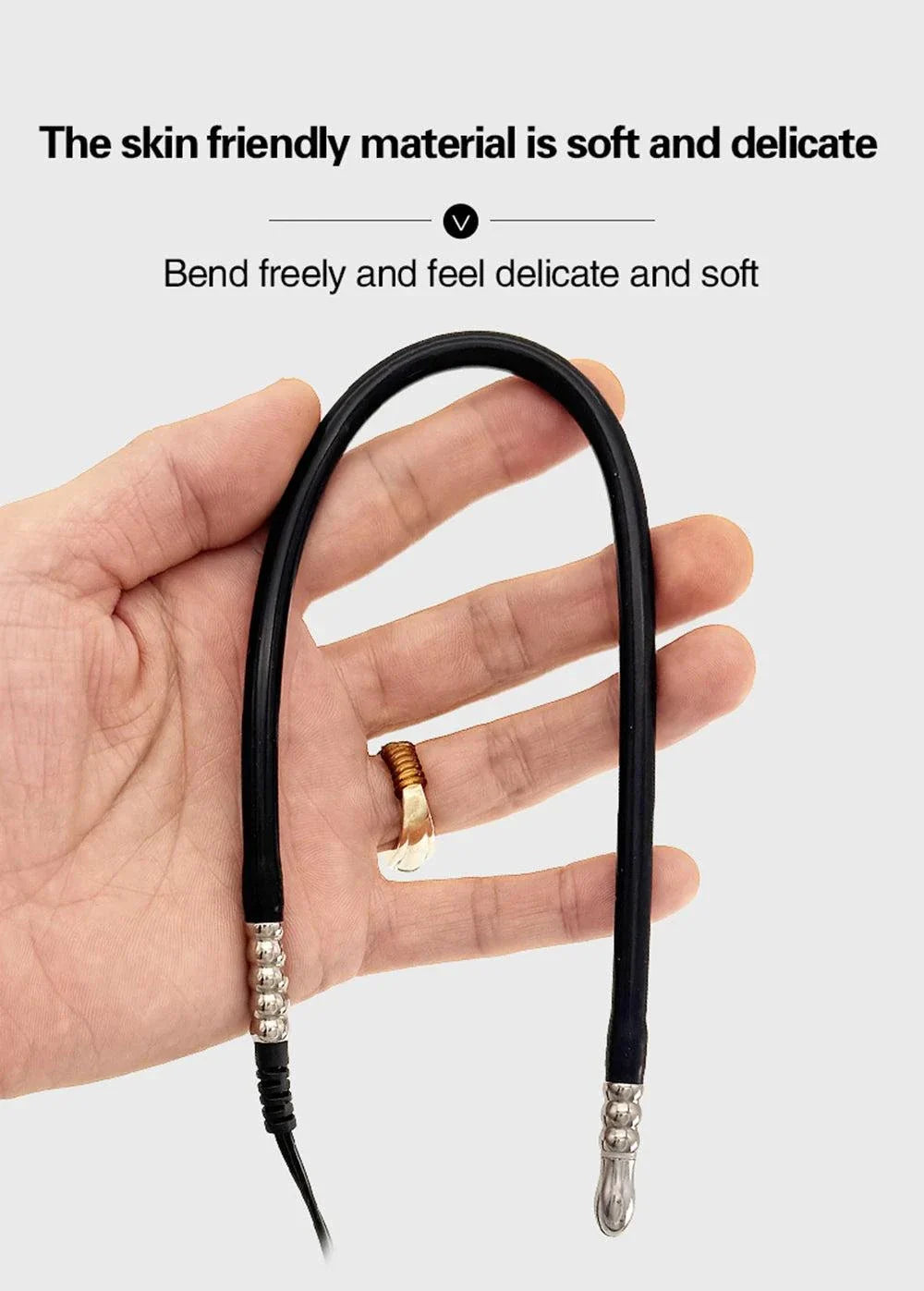 Electric Shock Stimulator anal plug and urethral sounding set with soft, bendable medical-grade material for men