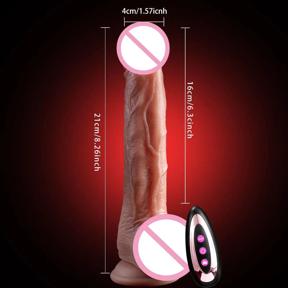 Realistic Telescopic Rotating Vibrator Dildo — Heated, Rotating & Telescopic Pleasure Stick