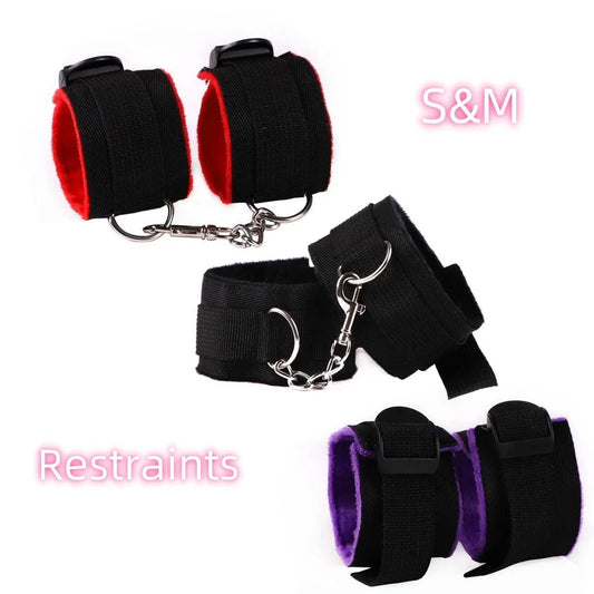 Soft Plush Fur BDSM Handcuffs / Ankle Cuffs — Comfort Restraint Set