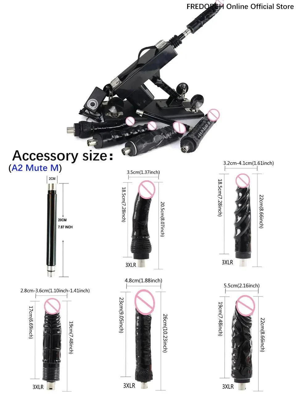 Automatic sex machine with adjustable thrust, remote and app control, multiple mounts and attachments for customizable pleasure.