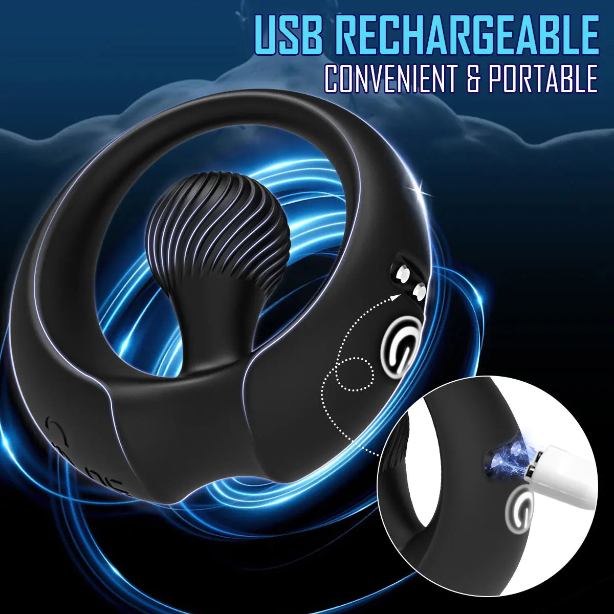 Rechargeable Vibra Ring – Adjustable Silicone Cock Ring for Couples & Delay Ejaculation