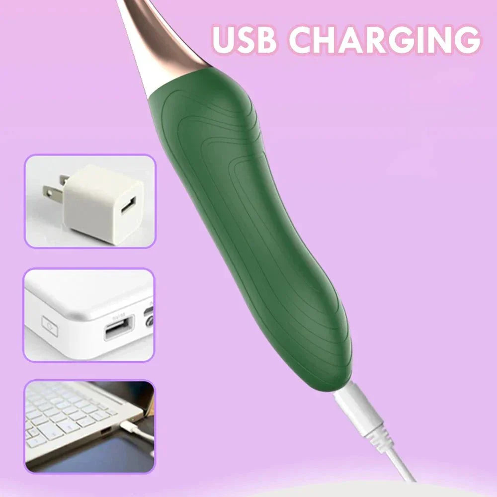 High-Frequency G-Spot Vibrator with USB charging, ergonomic design for clitoral, nipple, and G-spot stimulation.