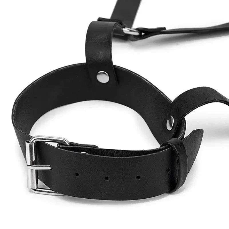 Adjustable strappy body harness belt with sturdy hardware for fetish and lingerie layering