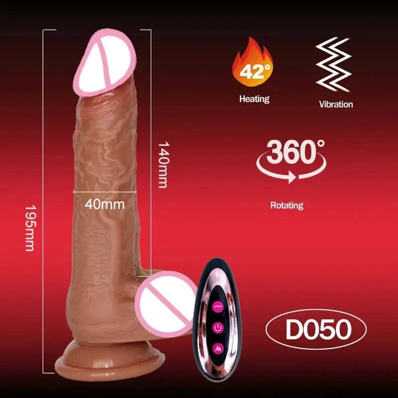 Realistic Telescopic Rotating Vibrator Dildo — Heated, Rotating & Telescopic Pleasure Stick
