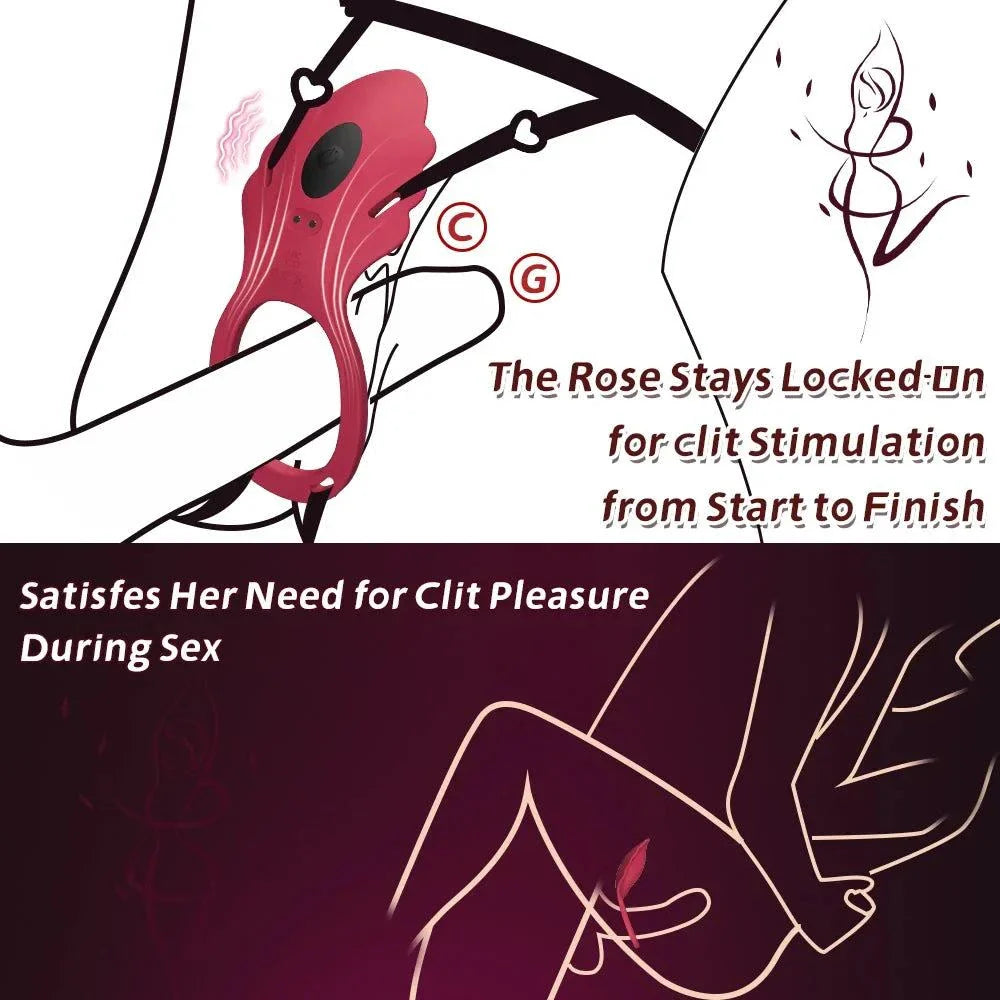Wireless app wearable panty vibrator with clitoral stimulator and penis ring set for hands-free intimate play