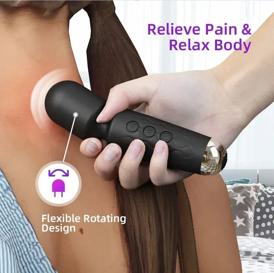 20-Speed Powerful AV Vibrator with flexible rotating design for G-spot, clitoral, and nipple stimulation