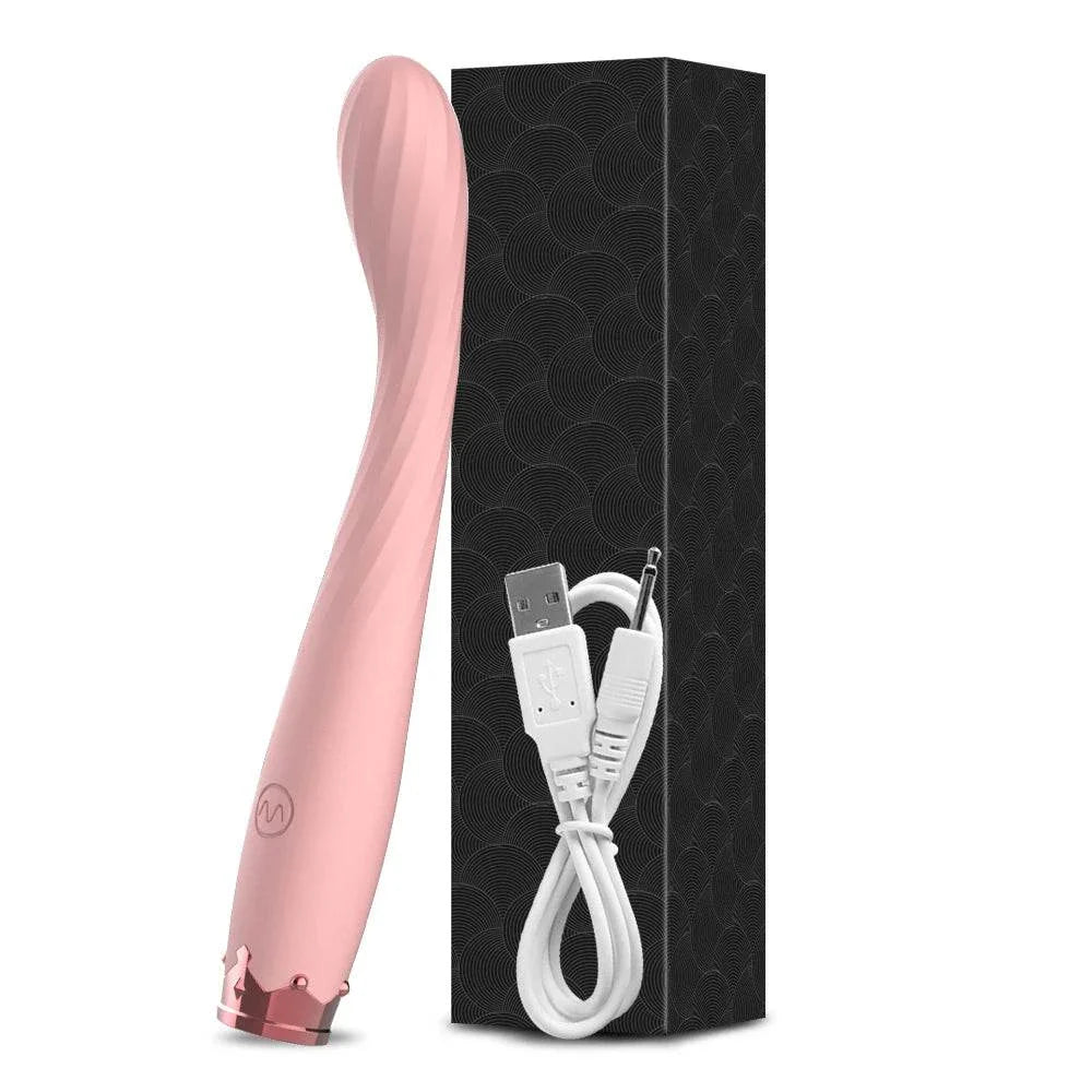 8 Seconds to Orgasm G-Spot Vibrator pink finger-shaped silicone vibrator with USB charger and black packaging box