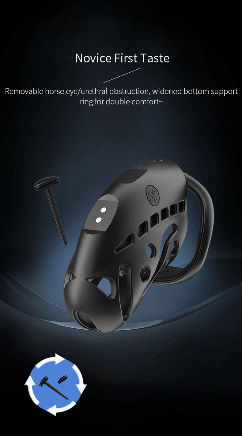 Wireless remote control electric shock male chastity cage with urethral lock and removable components for customizable fit