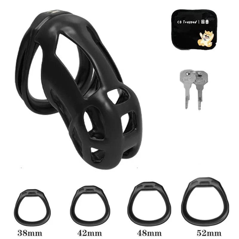 Mini dispositivo de castidad masculino: jaula ventilada con anillo y cerradura