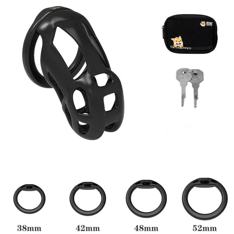 Mini dispositivo de castidad masculino: jaula ventilada con anillo y cerradura
