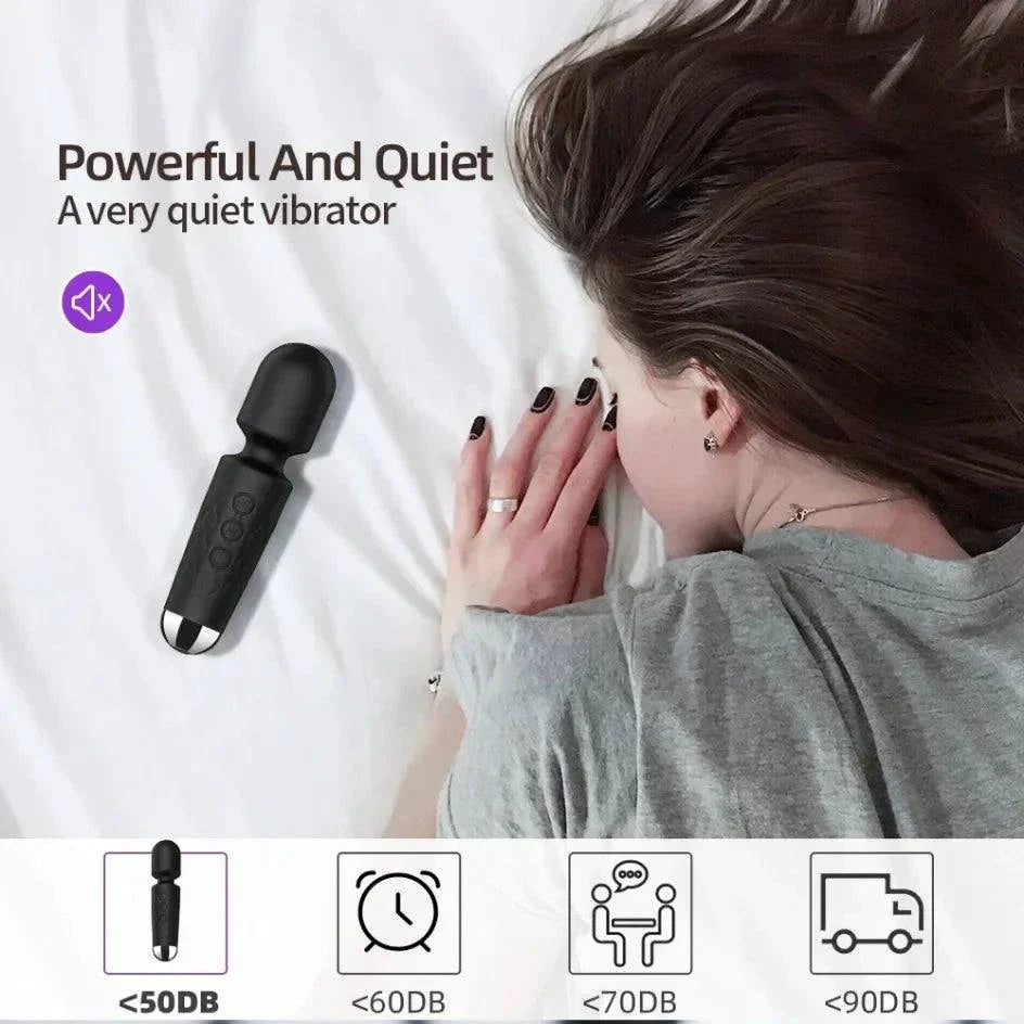 20-speed powerful AV vibrator for G-spot, clitoral, and nipple stimulation with quiet operation under 50dB