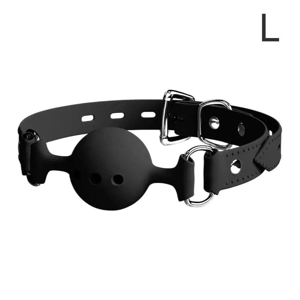 Breathable silicone ball gag with adjustable straps for safe bondage restraint