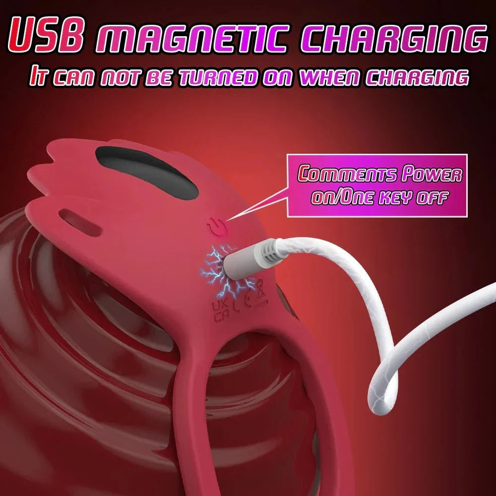 Wireless app wearable panty vibrator with USB magnetic charging and penis ring set