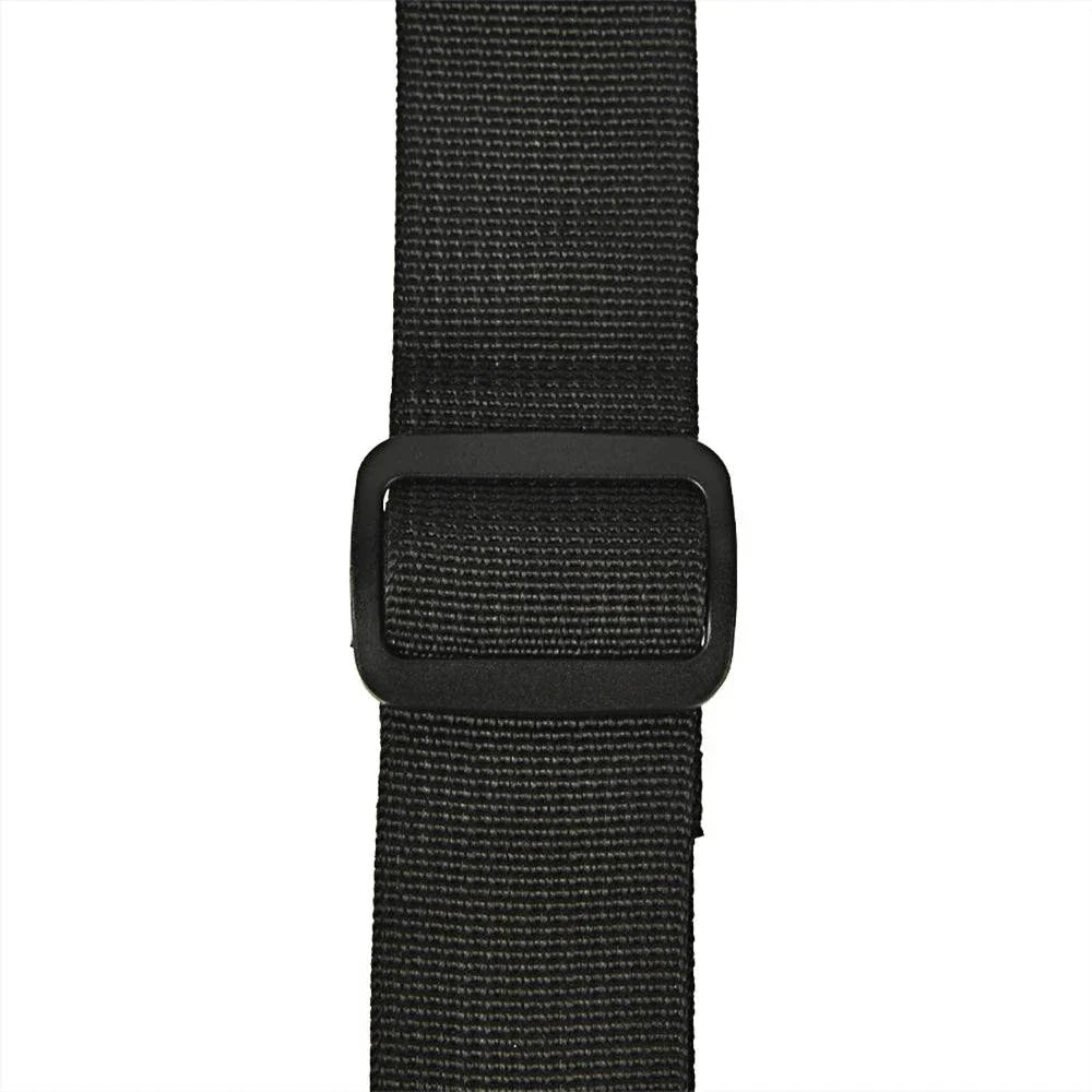 Close-up of adjustable black strap from Couples BDSM Bondage Set with buckle for restraint adjustment