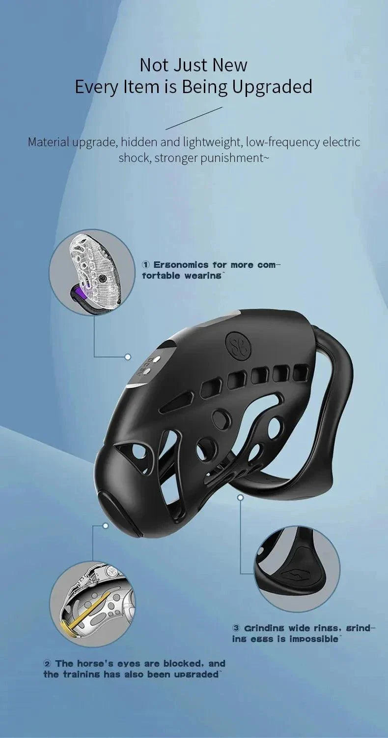 Wireless remote control electric shock male chastity cage with ergonomic design and urethral lock features