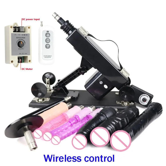 Automatic Sex Machine with adjustable thrust, wireless remote, and multiple attachments for customizable pleasure