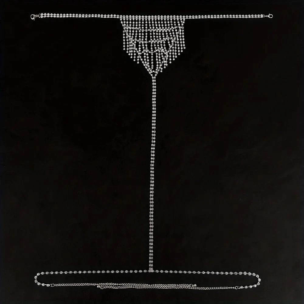 Cadena de cintura con borlas y diamantes de imitación: un accesorio de joyería corporal sexy