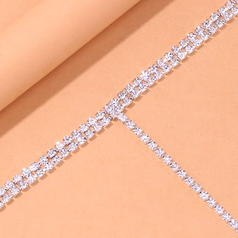 Shiny Rhinestone Body Chain Bra Necklace Harness Jewelry Sexy Bikini Crystal Bralette Breast Waist Body Jewelry Gift
