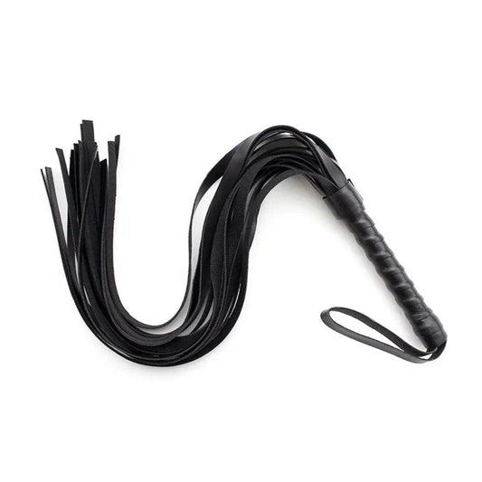 Black faux leather riding crop flogger whip for couples to try new things and strengthen relationships