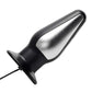 Wireless remote electric shock anal plug with black and silver design for BDSM and stimulation