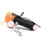 Varied Electro-Shock Penis Ring with lacing, electro-stimulation wires, and flesh-tone silicone material for prostate and urethra stimulation