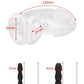 Electric Shock Penis Plug with chastity cage and urethral dilator measuring 130mm x 35mm and plug sizes 5mm and 8mm for electro stimulation and control.