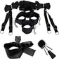 Couples BDSM Bondage Set with mask, feather tickler, handcuffs, and ankle restraints for intimate play