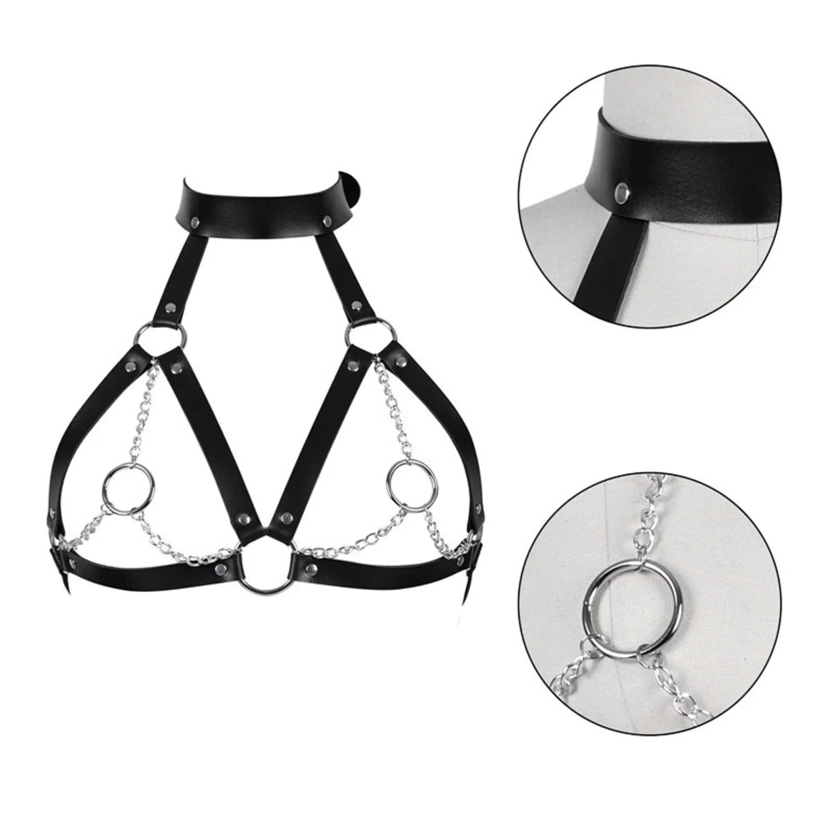 Leather Restraint & Body Harness Bondage Kit — Adjustable Couples Bondage Set