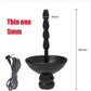 Varied Electro-Shock Penis Ring with 5mm urethra stimulator and connecting cables, 80mm length, black electrostimulation cock ring and prostate stimulator.