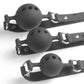 Breathable silicone ball gag with adjustable leather straps for safe bondage play