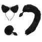 Couples BDSM bondage set with cat ears headband, feather tickler, and tail plug accessories