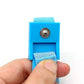 Electro Shock Conductive Cock Ring with adjustable blue strap and safety button for intimate stimulation