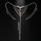Stonefans Red Heart Rhinestone Waist Chain with red heart centerpiece and multi-chain design on black background